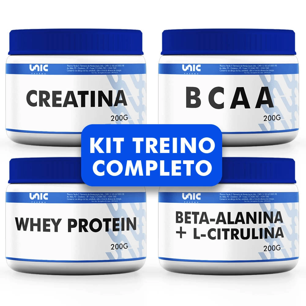 Treino-Creatina + Bcaa + Whey Protein + Beta Alanina + L-Citrulina-200g(cada)